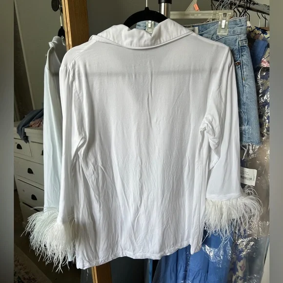 Sleeper Pajama Set with Double Feathers in White size XS